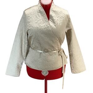 Jasmine Rose Signature Champagne Arabesque Quilted Pajama Jacket Women Medium